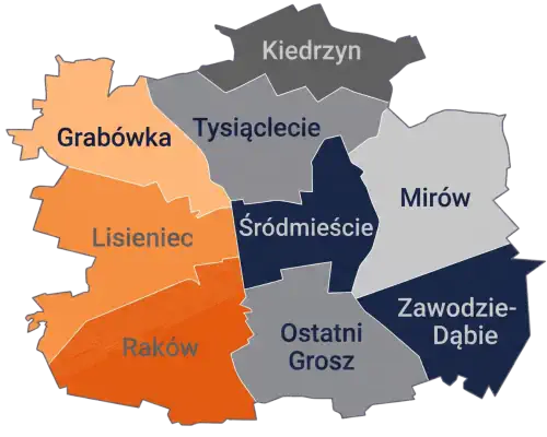 Mapa dzielnic częstochowy